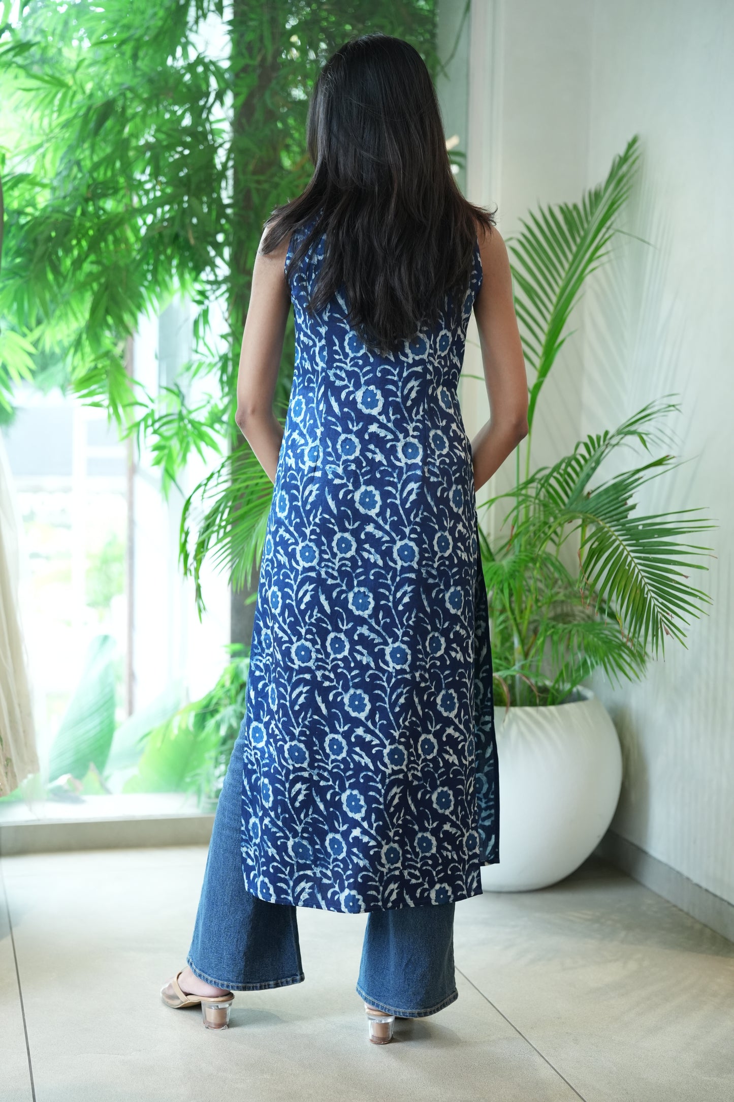Indigo Mashru Kurta