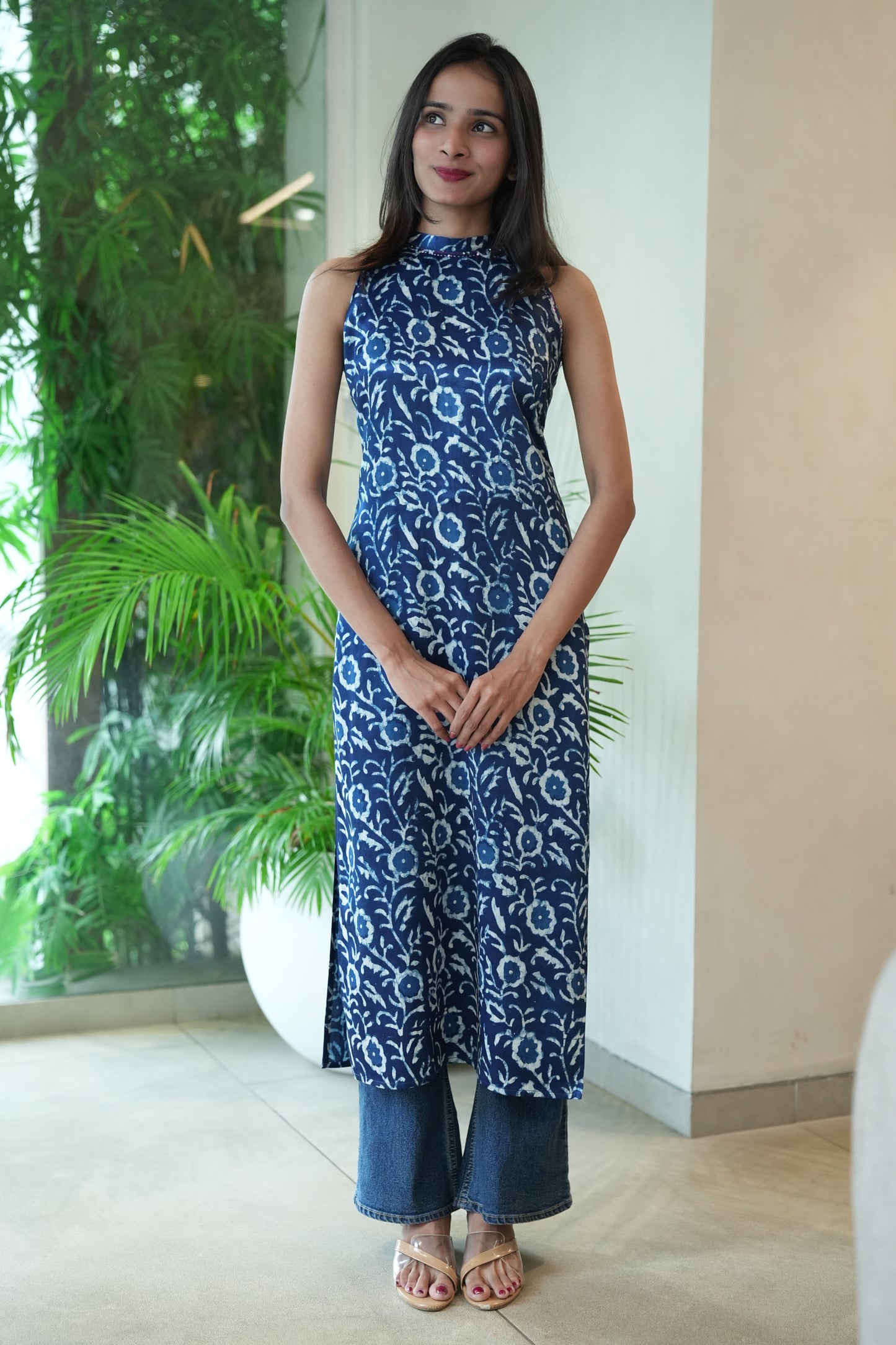 Indigo Mashru Kurta