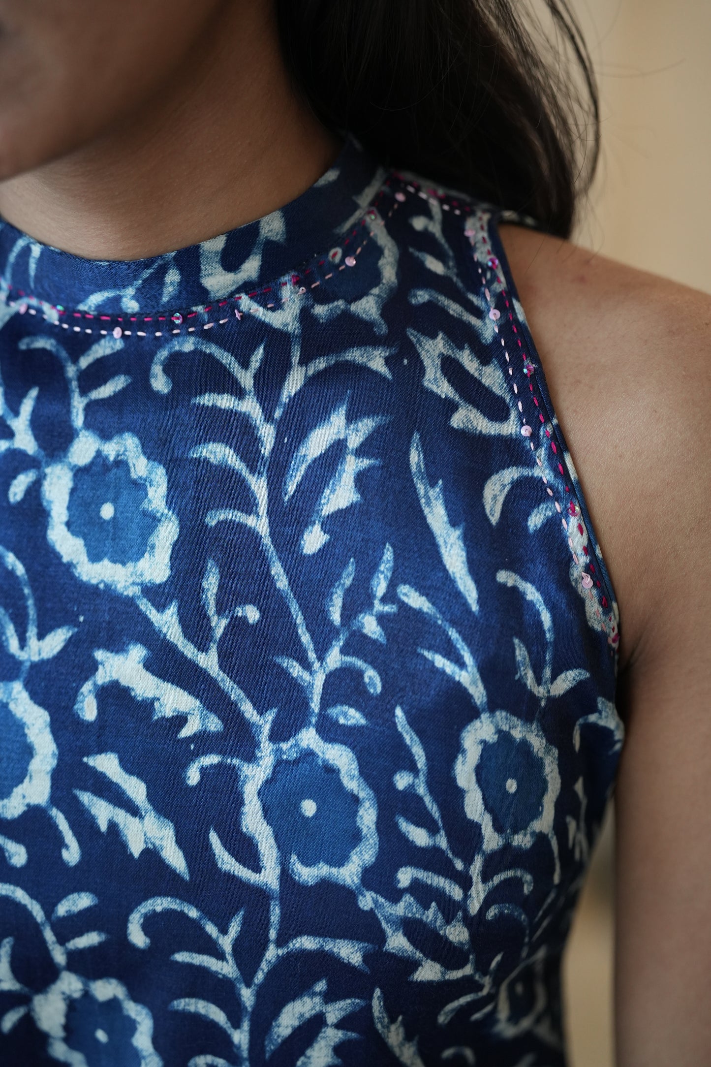 Indigo Mashru Kurta