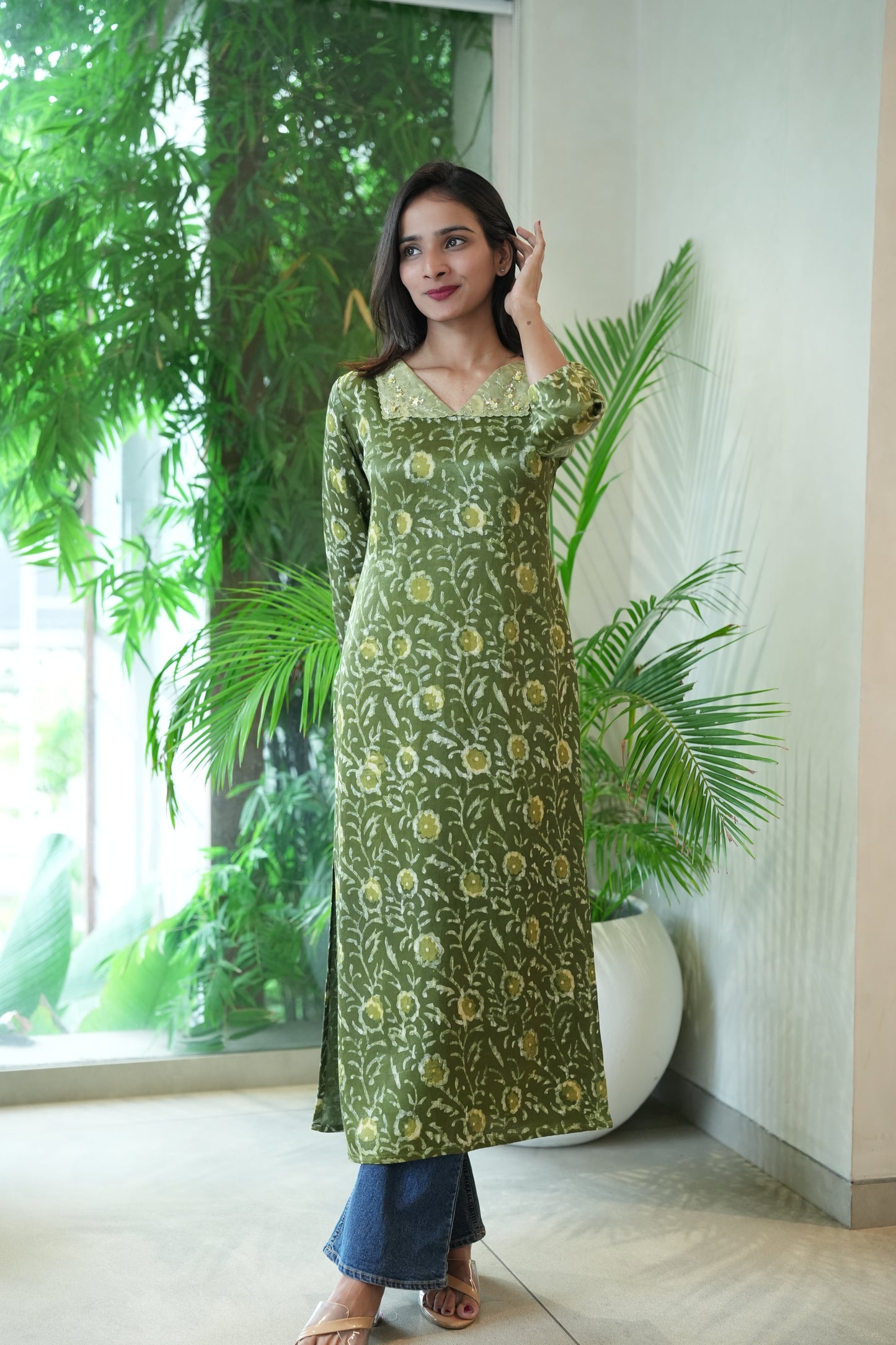 Floral flap kurta