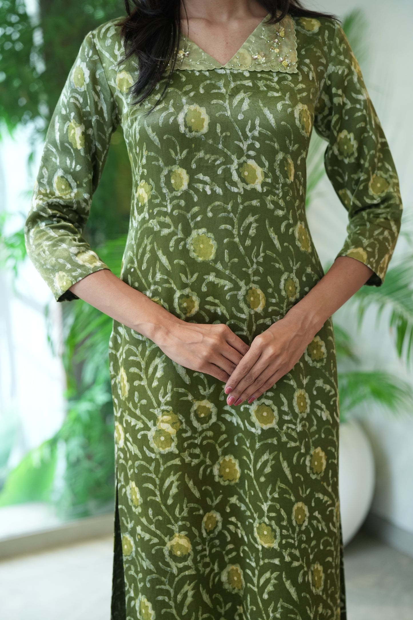 Floral flap kurta