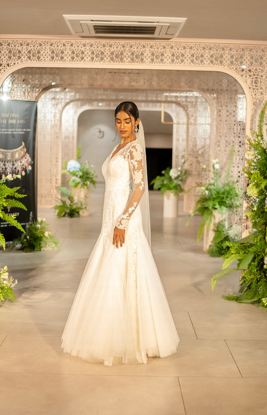 White Color Net lace with soft net Gown