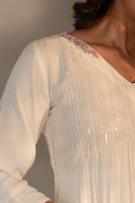 White Georgette Embroidery Kurti