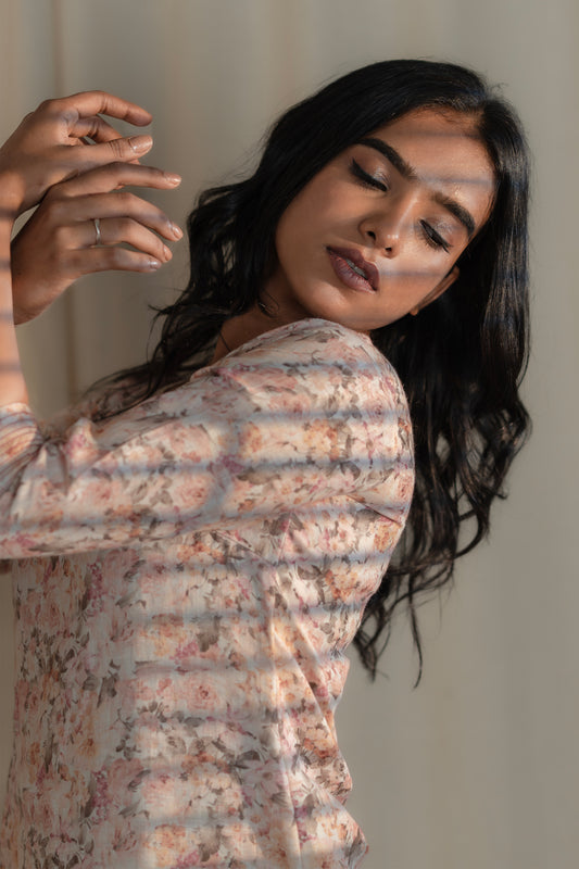 Printed Linen Floral Kurti