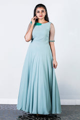 Light Blue Georgette Embroidered Gown