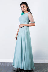Light Blue Georgette Embroidered Gown