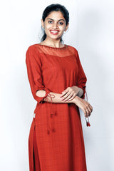 Paris Checked Double Georgette Kurti With Hangings