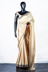 Yellow Crispy Georgette Embroidered Saree