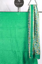Teal Printed Tusser Silk Salwar Material